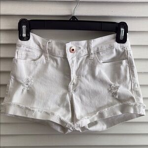 abercrombie kids White Distressed Girls Midi Jean Shorts,size 11-12